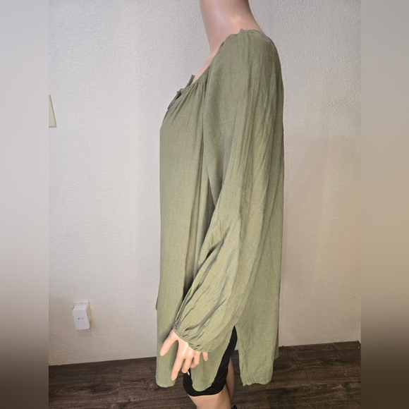 Aerie Oversized Button Down Balloon Sleeve Blouse Green Size S Boho Beach Hippie - Picture 3 of 9